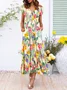 Summer Maxi Dress Pockets Plants Weaving Dress